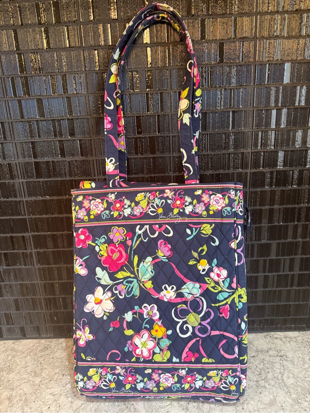 Vera Bradley Laptop Tote - retired “Ribbons” pattern